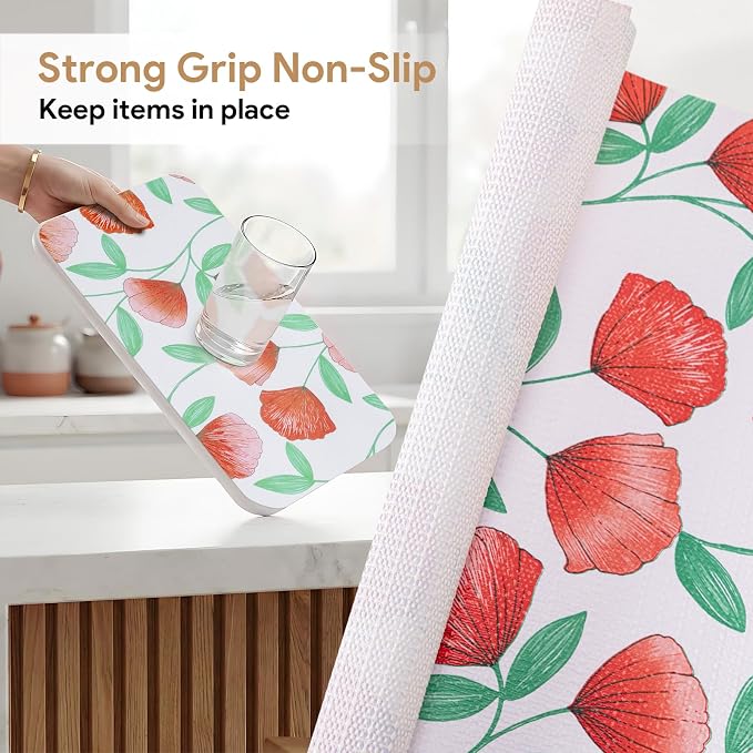 Non Adhesive Shelf Liner 10Rolls*17.7'' X 96'' Drawer Liner for Kitchen Cabinets, Waterproof Shelf Liners Durable Anti-Slip for Kitchen Cabinets Cupboard Liner