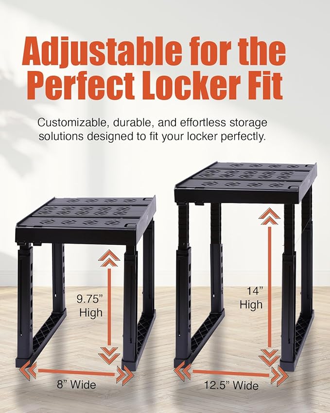 Piffny Locker Organizer Shelf， Adjustable Width and Height, Stackable, Ideal Locker Shelf for School, Office, Gym Lockers, or Even Kitchen Cabinets & Under Sink Organization (White 1 Pack)