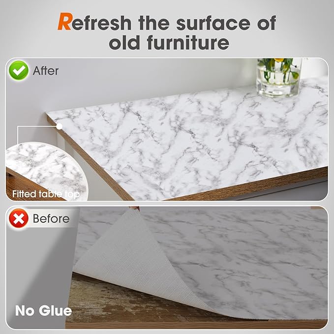 Drawer and Shelf Liner, Non-Slip Kitchen Cabinet Liners Non-Adhesive Thick Strong Grip Waterproof Washable Mats Protect Dresser Shelves Cupboard Bathroom Cabinets, White Marble, 18 in X 10 FT