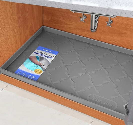 SIKADEER 25" x 19" Under Sink Mat Waterproof, Silicone Mat Kitchen Drawer Shelf and Cabinet Liner, Sink Protector for Kitchen Organizers and Storage, Boot Tray Pet Food Mats