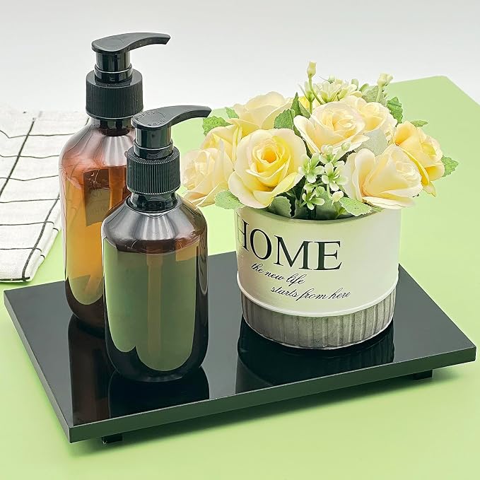 Acrylic Soap Pedestal Stand Sink Tray Riser for Kitchen Bathroom, Black