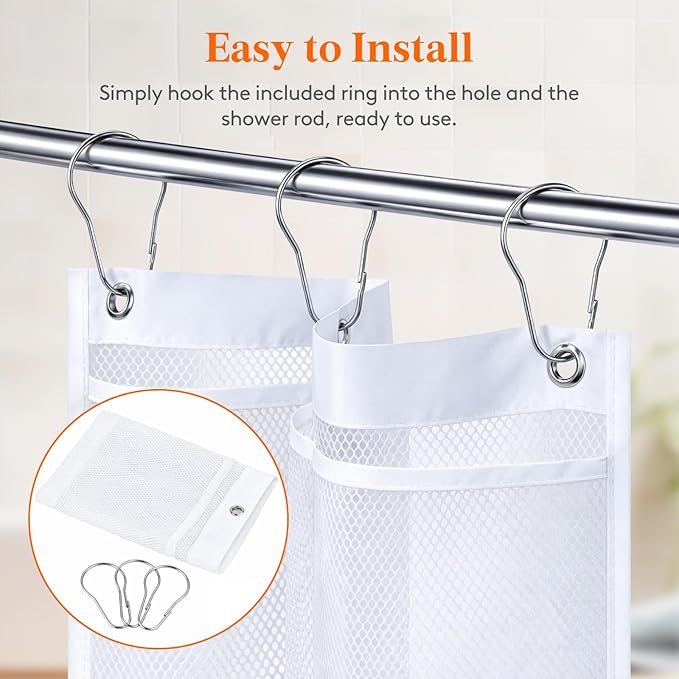 Lifewit Mesh Shower Caddy, 11 Pockets Hanging Shower Organizer with Quick Drying Mesh, Portable Space Saving Bathroom Organizer to Hold Soap, Shampoo and Cruise Ship Essentials, White, 1 Pack