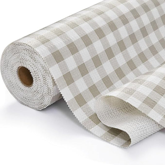 Drawer and Shelf Liner, Non-Slip Kitchen Cabinet Liners Non-Adhesive Thick Strong Grip Waterproof Washable Mats Protect Dresser Shelves Cupboard Bathroom Cabinets, Green Plaid, 12 in X 20 FT