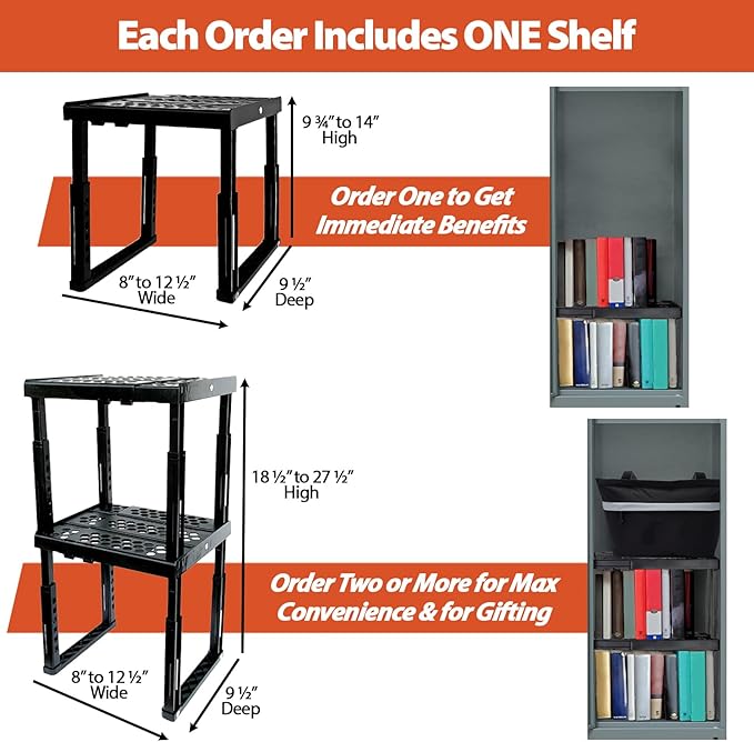 Piffny Locker Organizer Shelf， Adjustable Width and Height, Ideal Locker for School, Office, and Gym Lockers (Magenta 2 Pack)