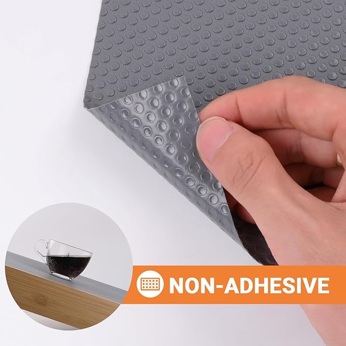 FLPMIX Cabinet Drawer Shelf Liner: 10" x 240" Waterproof Drawer Liners Dark-Grey - Easy to Cut Small Cupboard Shelf Liners for Pantry Shelving Closet