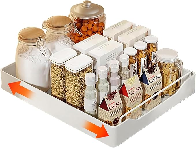 Pull Out Drawers for Cabinets Expandable Drawer Pull Out Drawer Kitchen for Gluing Kitchen Organizer Organizer No Drilling and Nailing Required Cabinet Organizer, 43*35*7cm