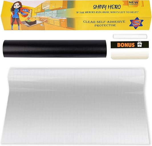 Clear Contact Paper Wall Protector - Self Adhesive Removable Film Transparent Plastic Backsplash Sheet Kitchen Oil Proof Waterproof Sticker Foil Heat Resistant Furniture Door Scratch Wallpaper Dog Cat