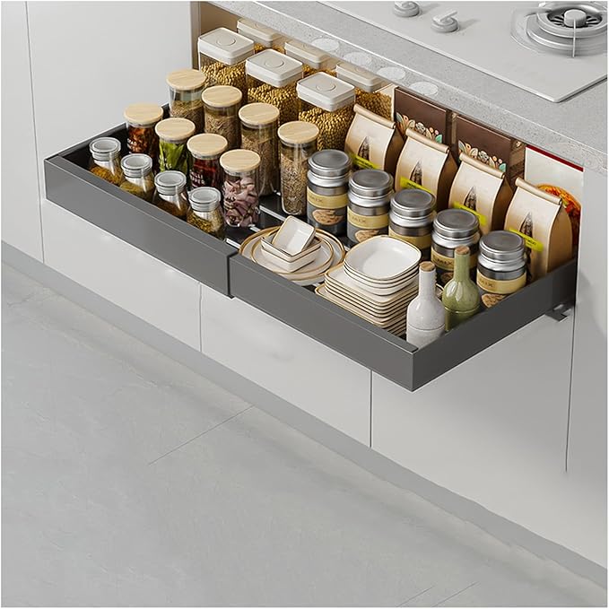 Pull Out Drawers for Cabinets Pull Out Cabinet Organizer Pull Out Drawers Storage Shelves for Kitchen Cabinets Adjustable Width Pull Out Drawer No Drilling and Nailing Required