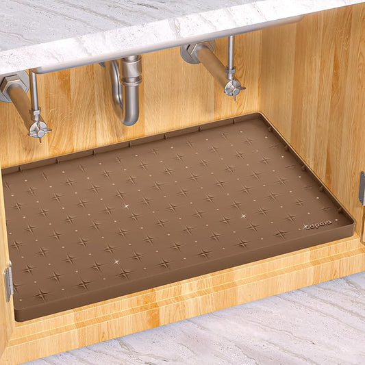 Sdpeia Under Sink Mat 22"×14" Waterproof Silicone Cabinet Liner & Sink Protector for Kitchen & Bathroom, Multi-Purpose Organizers Tray for Pets, Laundry, Cat Litter Mat