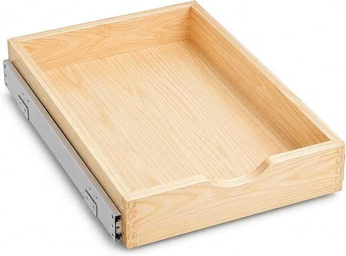 ZOINLIY 15''W X 21''D X 3''H Wooden Pull Out Drawer for Cabinet, Cabinet Organizer for Kitchen, Soft Close Slide Out Shelves, Heavy Duty, Full-Extension