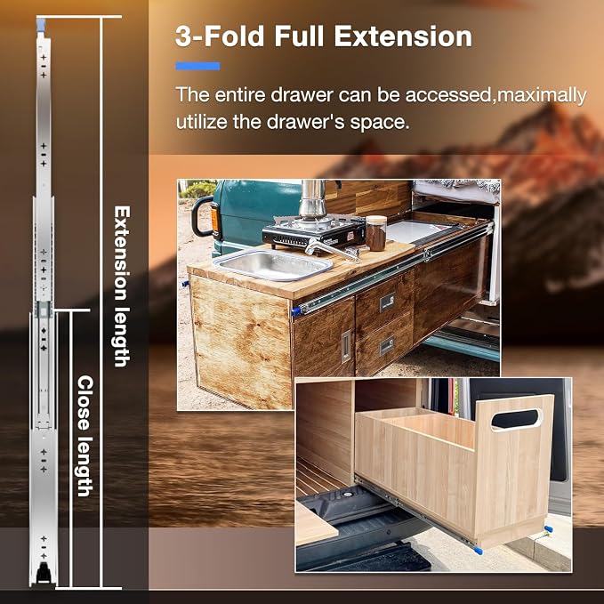 Heavy Duty Locking Drawer Slides Full Extension Runners with Lock 12 14 16 18 20 22 24 26 28 30 32 34 36 38 40 Inch Side Mount Rails for Drawer Capacity 222lb 1 Pair