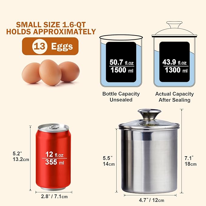 Cooks Standard Classic Stainless Steel Food Jar Storage Canister Set Large, Airtight Containers with Glass Lid for Tea Coffee Sugar Flour Pantry Kitchen Counter, 4-Piece