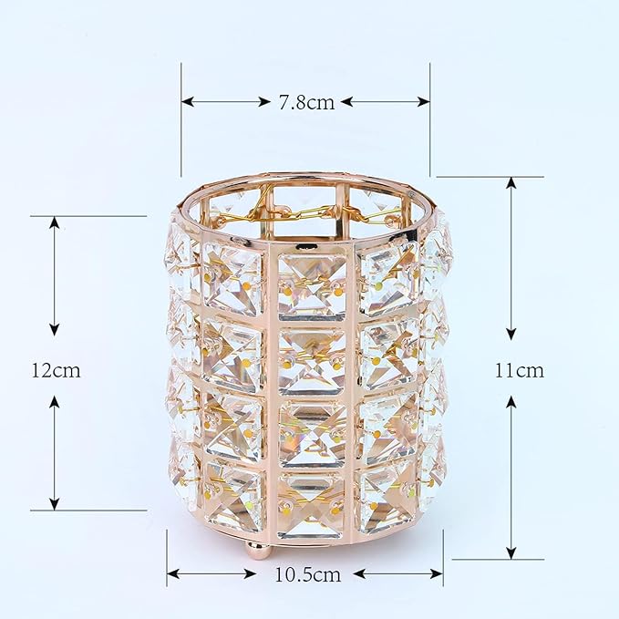 LUGUNU Makeup Brush Holder Organizer Crystal Vanity Decor Bling Personalized Comb Brushes Pen Storage Box Container (Gold 1 Pack)