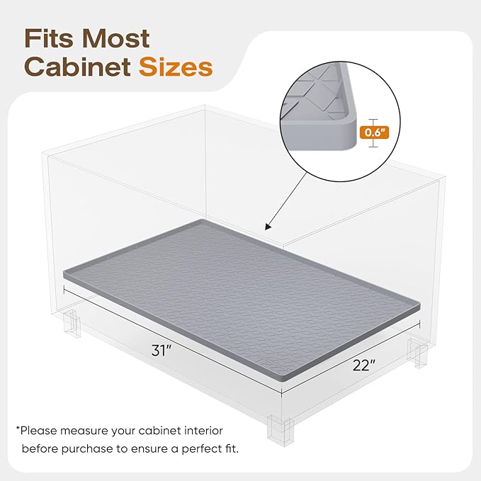 TRZZ Silicone Waterproof Under Sink Mat 31" x 22", Drip Tray and Cabinet Liner for Kitchen and Bathroom, Prevents Water Damage and Organizes Cabinets (Mint Green)