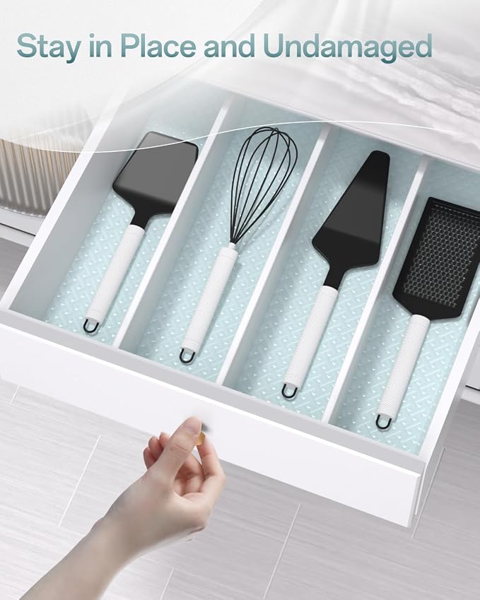 Shelf and Drawer Liner for Kitchen Cabinet, Non-Adhesive 18in x 360in Waterproof Contact Paper Refrigerator Liners Thickened Durable EVA Material Non Slip Mat for Dresser Cupboard Pantry Protector
