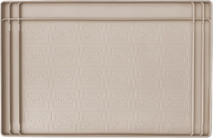 XTREME MATS Trimmable Rubber Under Sink Cabinet Mat – Ultimate Waterproof Protection for Kitchen or Bathroom Cabinets with Patented Overflow Channels (Beige)