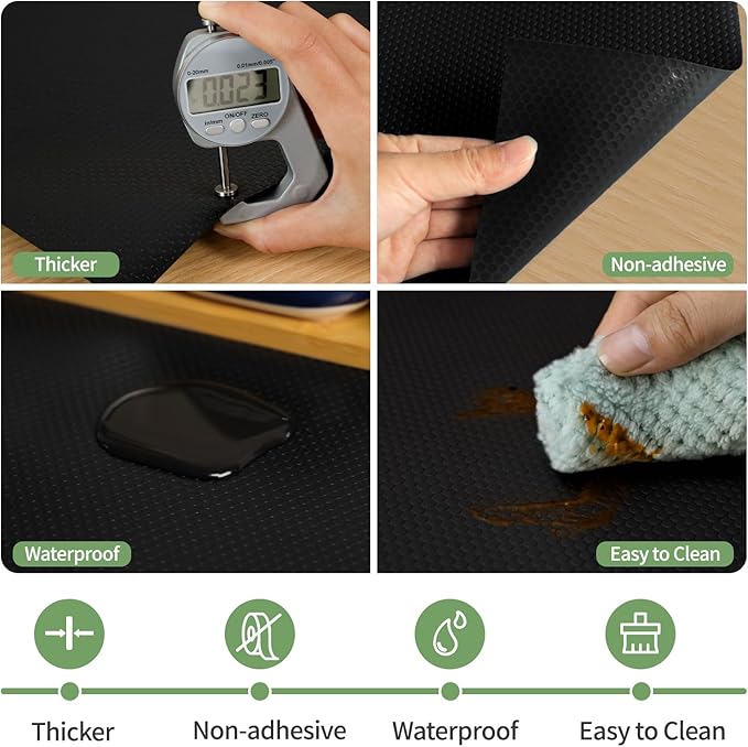 Shelf Liners 19 inch x 20 ft Shelf Liners for Kitchen cabinets nonstick Shelf Lining Drawer Mats EVA Protector for Cupboard (Black,19 inch x 20 ft)