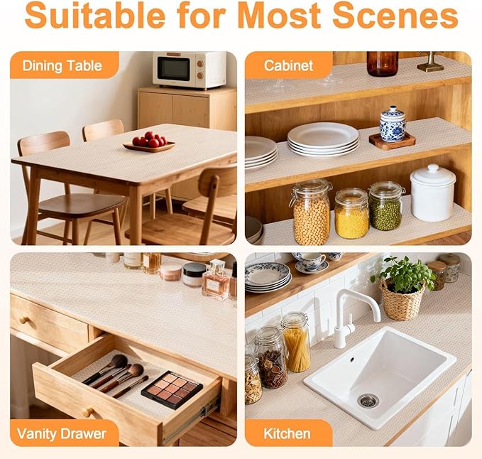 FEXIA Shelf Liner 20 Inch x 20 FT Clear Non Slip Waterproof Cabinet and Drawer Liner for Kitchen Cabinet Refrigerator Pantry Closet Durable Non Adhesive
