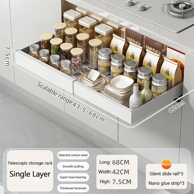 Pull Out Drawers for Cabinets Pull Out Cabinet Organizer Pull Out Drawers Storage Shelves for Kitchen Cabinets Adjustable Width Pull Out Drawer No Drilling and NAI