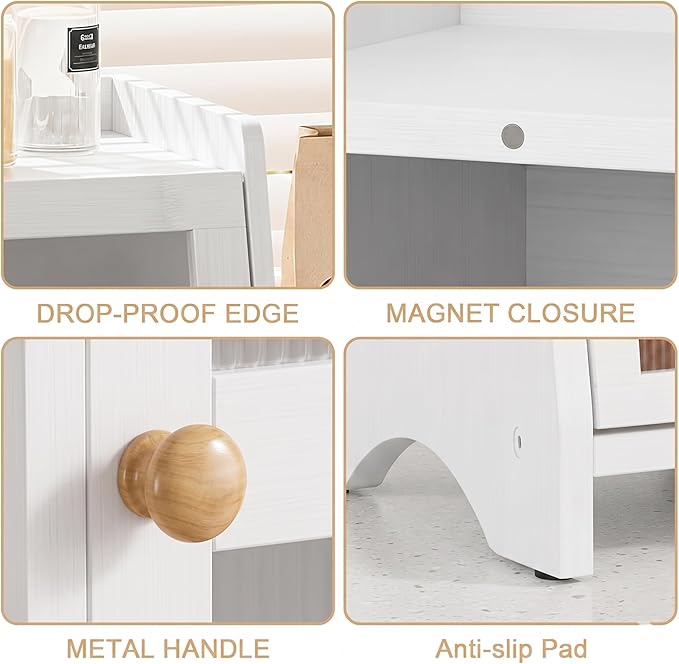 BAMBANG Bread Box for Kitchen Countertop, Bamboo Bread Box for Homemade Bread, Wooden Farmhouse Bread Storage Container, Large Breadbox Bread Bin Organizer for Counter Cabinet Pantry, White