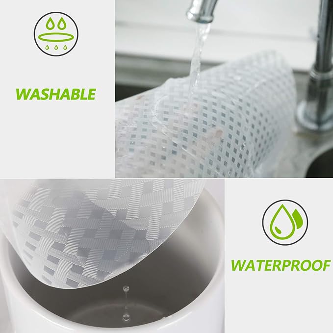 HooTown Refrigerator, Fridge, Freezer Shelf Liner and Drawer Mats 17.5 Inch Wide x 78.7 Inch Long, Non Slip EVA Plastic Washable Waterproof Pads for Kitchen Cabinet, Pantry Closet, Cupboard, Clear