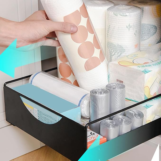 Pull Out Cabinet Organizer Smooth Sliding Silent Pantry Shelves Bathroom Wardrobe (M)