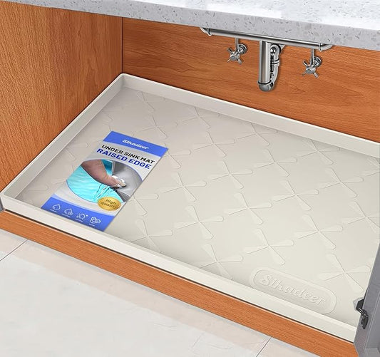 SIKADEER Under Sink Mat Waterproof 34" x 19", Silicone Mat Kitchen Drawer Shelf and Cabinet Liner, Sink Protector for Kitchen Organizers and Storage, Boot Tray Pet Food Mats