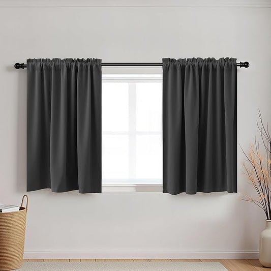 KOUFALL 30 Inch Long Curtains for Small Windows Blackout Thermal Insulating Short Window Curtain for Bathroom Bedroom Wide 18 x 30 Length