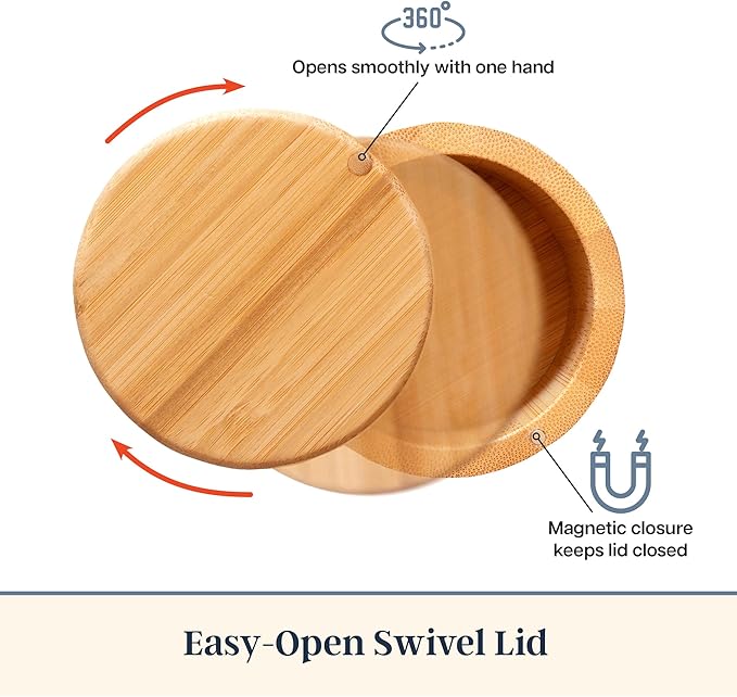 Totally Bamboo Salt Cellar with Swivel Lid - Wooden Salt Container, Bamboo Spice Box for Kitchen Countertop, Magnetic Closure, 6 Oz