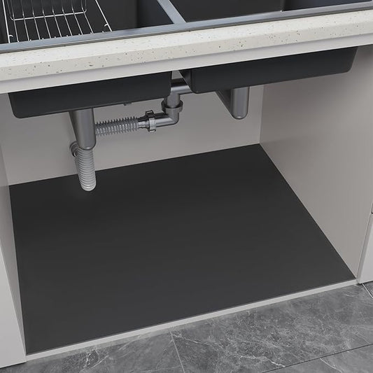 Under Sink Mats-39" x 31" (Cut-to-Fit) Absorbent Shelf Liner for Kitchen&Bathroom Cabinets | Non-Slip, Quick-Dry Cabinet Liner for Under Sink, Vanity & Utility Storage (Grey,39''x31'')