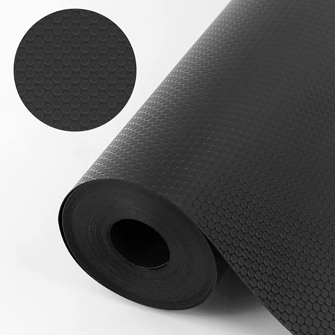 WochiTV Shelf Liner for Cabinets, Drawer 11.8 Inch x 4.9 Feet, Non Adhesive EVA Plastic Waterproof Protectors Mats for Kitchen, Pantry, Bathroom Closet, Cupboard, Black