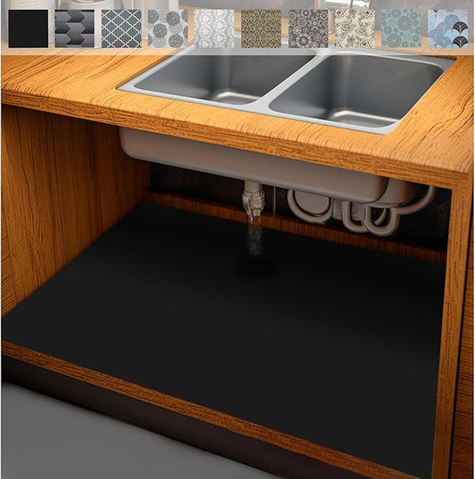 AiBOB Waterproof Under Sink Mat, Absorbent Quick Dry Sink Liners Protect Cabinets, Durable Shelf Liners, Slip Resistant and Non-Adhesive, 24X68, Pure Black