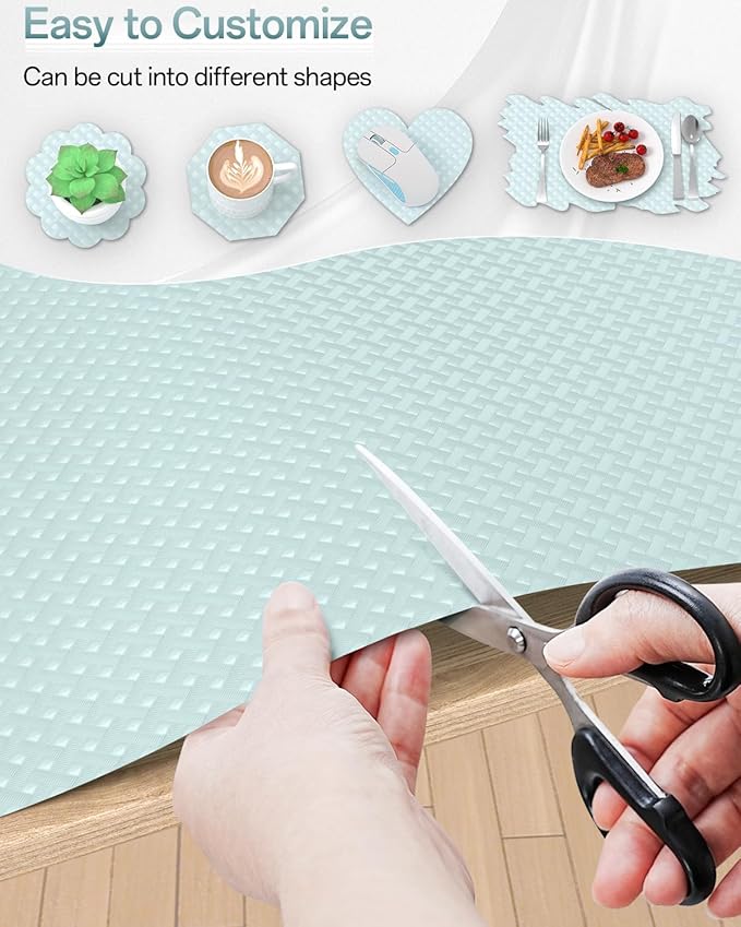 Shelf and Drawer Liner for Kitchen Cabinet, Non-Adhesive 24in x 240in Waterproof Contact Paper Refrigerator Liners Thickened Durable EVA Material Non Slip Mat for Dresser Cupboard Pantry Protector