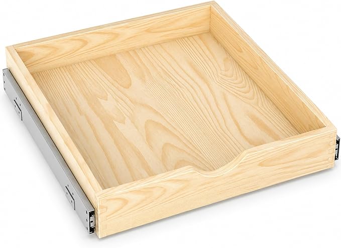 ZOINLIY 21''W X 21''D X 3''H Wooden Pull Out Drawer for Cabinet, Cabinet Organizer for Kitchen, Soft Close Slide Out Shelves, Heavy Duty, Full-Extension