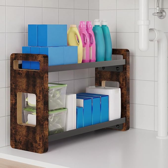 Bathroom Organizers and Storage,Bathroom Counter Organizer,Bathroom Counter Shelf,Bathroom Sink Organizer,Vanity Organizers,Vanity Storage,Perfume Display, for Dad(Brown 2 Tier)