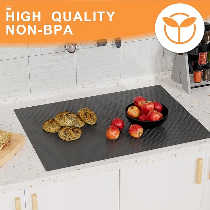 FLPMIX Shelf Liners for Kitchen Cabinets: 19" Wide Waterproof Large Under Sink Mats - Easy to Cut Non-Adhesive Drawer Liner for Pantry Shelves 19" x 300" Black