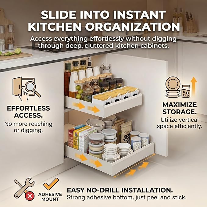 Blind Corner Cabinet Pull Out Organizer, Slide Out Kitchen Cabinet Organizer, Space Aluminum Pullout Shelves for Corner Cabinet, Under Sink Pull Out Storage for Pots and Pans