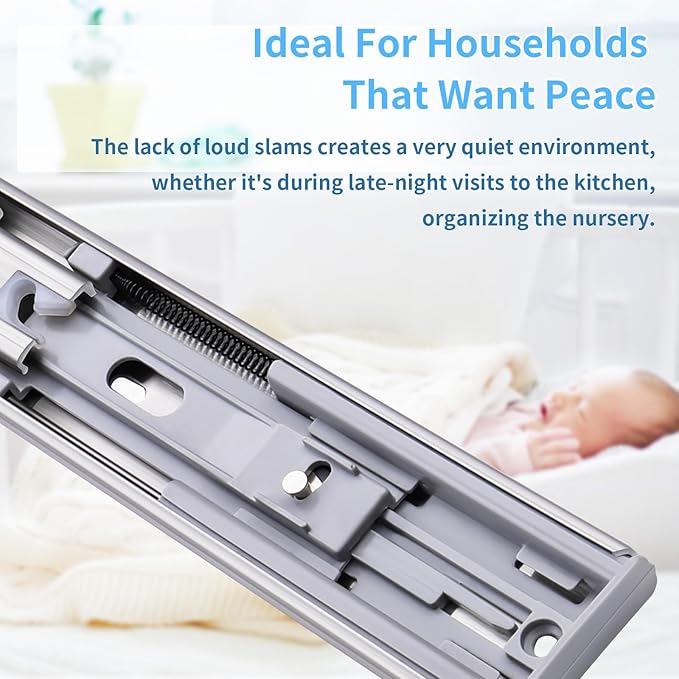 Soft Close Stainless Steel Drawer Slides 5 Pairs Full Extension 10 12 14 16 18 20 22 24 inch Side Mount Dresser Cabinet Replacement Ball Bearing Rails Runner 100LB (Stainless soft close 24Inch)
