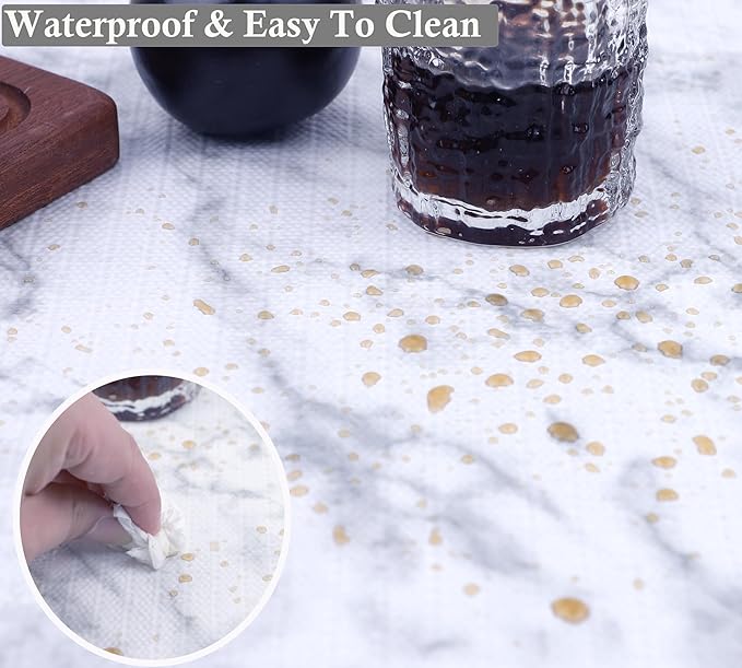 Shelf Liners for Kitchen Cabinets Non Adhesive 10 Inch Wide X 20 Ft Strong Grip Cabinet Drawer Liner Non Slip Waterproof Marble Printed Mat for Shelves Cupboard Closet Fridge Bathroom Drawer Mat