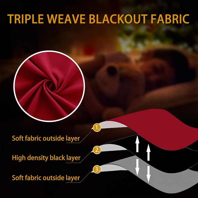 KOUFALL Christmas Red Kitchen Window Curtains Over Sink, 36 Inch Length Small Blackout Cafe Curtains, Cortinas para Cocina De Navidad Navideñas
