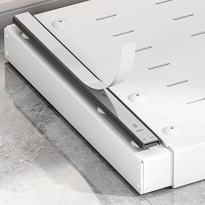 Expandable Pull-Out Cabinet, Adhesive Slide-Out Shelves,Roll-Out Drawers for Easy Access,Heavy Duty for Kitchen, Bathroom & Pantry(White,Large)
