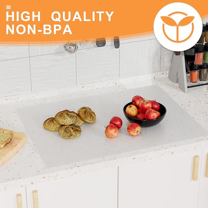 24-inch Wide Cabinet Shelf Liner: Clear Waterproof Large Under Sink Mat - 24 in x 25 FT Translucent Easy to Cut Non-Adhesive Kitchen Drawer Mat for Bathroom Cupboard