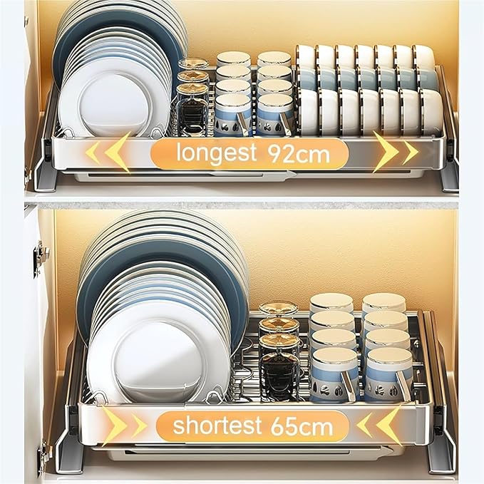 Pull out Cabinet Organizer,Under Sink Organizer, Pull out drawers for cupboards,Kitchen Storage,No Need Drill and Nailing,for Kitchen, Living Room, Home.(Silver,59.5 * 42 * 9cm)