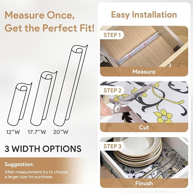 Shelf Liners Non Adhesive 10Rolls*17.7'' X 96'' Drawer Liner for Kitchen Cabinets, Waterproof Shelf Liners Durable Anti-Slip for Kitchen Cabinets Cupboard Liner