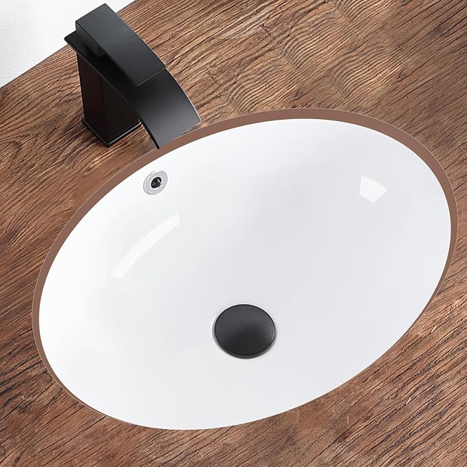 Undermount Bathroom Sink 20.5"x15.4" Oval Undermount Sink White Ceramic Bathroom Sinks Under Counter Basin with Overflow