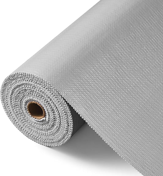 Drawer and Shelf Liner, Non-Slip Kitchen Cabinet Liners Non-Adhesive Thick Strong Grip Waterproof Washable Mats Protect Dresser Shelves Cupboard Bathroom Cabinets, Light Gray, 24 in X 10 FT
