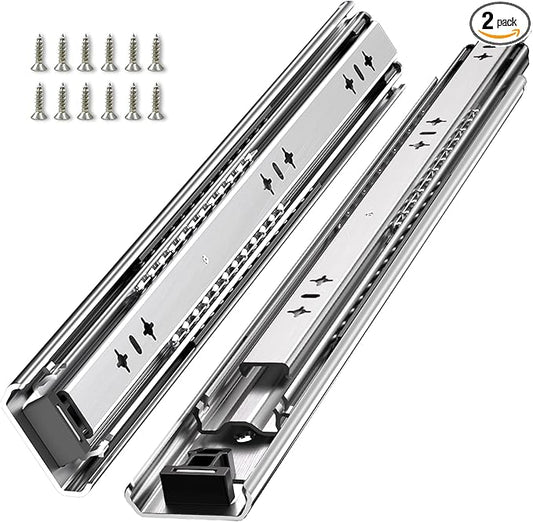 SLIDEWAY 260 Lbs Heavy Duty Drawer Slides 1 Pair 8 10 12 14 16 18 20 24 26 30 32 40 Inch Full Extension Ball Bearing Sliding Rails Cabinet Runners Tracks Tool Box Glides (53mm Wide)-18"
