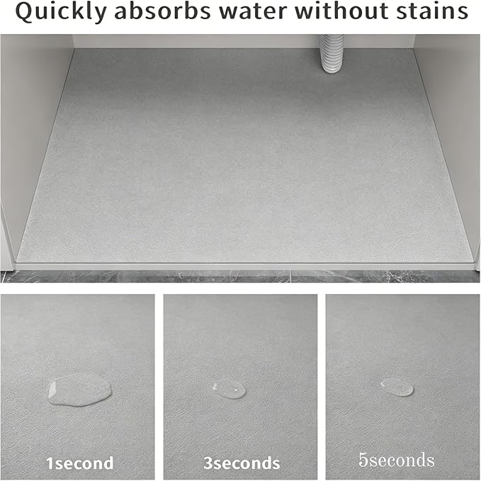 Under Sink Mats-31" x 20" (Cut-to-Fit) Absorbent Shelf Liner for Kitchen&Bathroom Cabinets | Non-Slip, Quick-Dry Cabinet Liner for Under Sink, Vanity & Utility Storage (Light Grey,31''x20'')