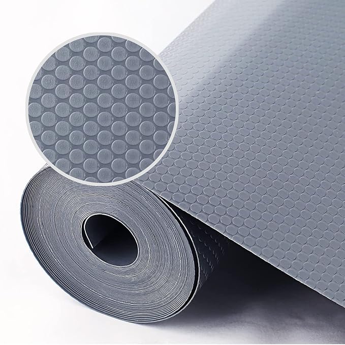WochiTV Shelf Liner for Cabinets, Drawer 11.8 Inch x 4.9 Feet, Non Slip EVA Plastic Oil Proof and Slippery Protection Pad for Kitchen Dish Plate Shelf, Organizer, Closet, Cupboard, Grey