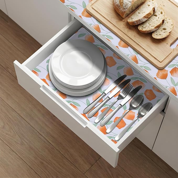 Shelf and Drawer Liner for Kitchen Cabinets 3Rolls*12'' X 120'' Non Adhesive Shelf Paper Strong Grip Anti Slip Cabinet Liners for Shelves, Oil-Proof Waterproof Cupboard Liner